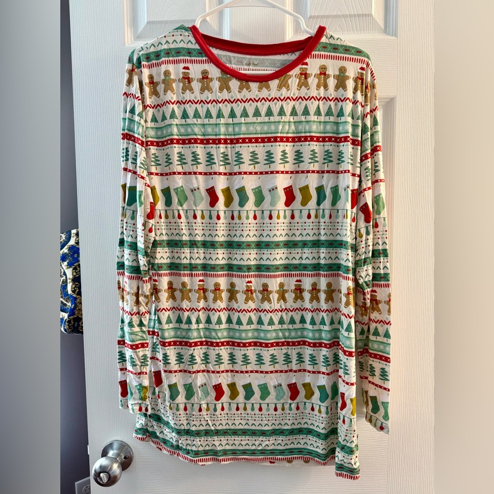 Little Sleepies Red and Cream Long Sleeve Sleep Shirt Size Medium